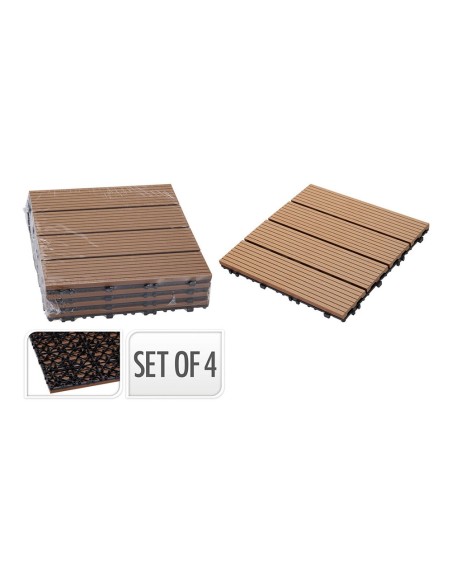 Piastrelle effetto legno 30 x 30 cm per terrazza, 4 pezzi