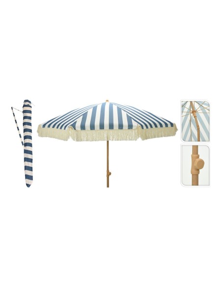 Parasol de jardim alumínio, listras azuis, 183 x 200 cm
