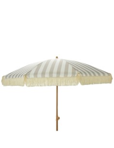 Parasol de jardín con rayas taupe y blanco, 183 x 200 cm