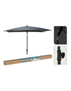 Grauer rechteckiger Sonnenschirm 125 x 200 cm mit stabilem Ständer