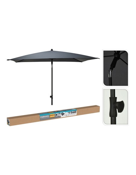 Parasol rettangolare grigio 125 x 200 cm con supporto resistente