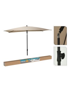 Beige rectangular parasol 125 x 200 cm with sturdy support