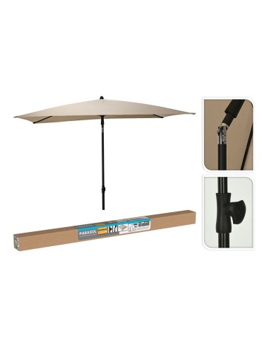 Beige rectangular parasol 125 x 200 cm with sturdy support