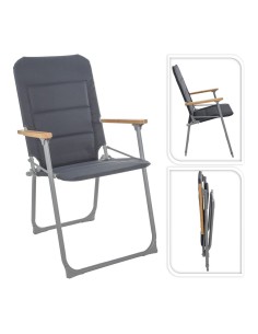 Cadeira de camping dobrável cinza, 52 x 55 x 92 cm