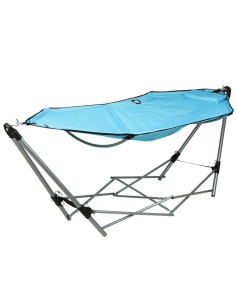 Rede dobrável azul com suporte 240 x 80 x 75 cm