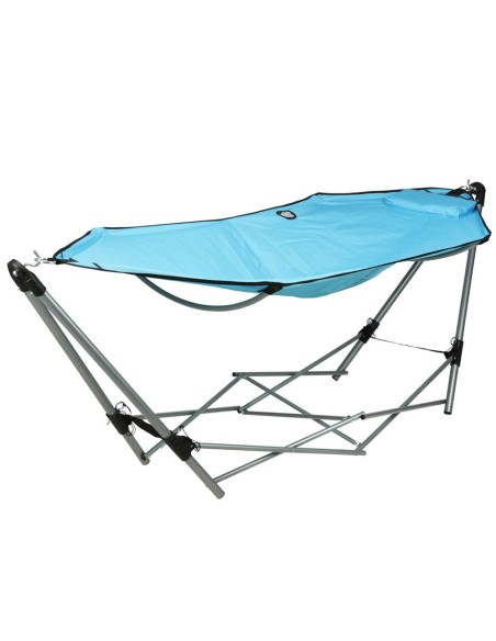 Amaca pieghevole blu con supporto 240 x 80 x 75 cm