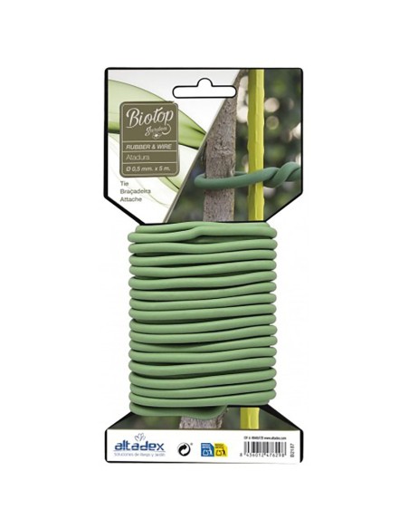 Green rubber tie with wire, ø5 mm x 5 m