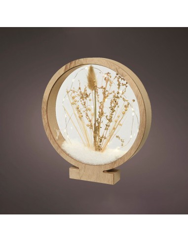 Círculo de madera con microleds 25 leds - 4,30 x 25 x 27,5 cm