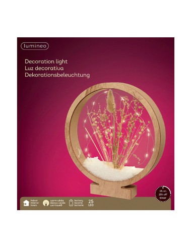 Círculo de madera con microleds 25 leds - 4,30 x 25 x 27,5 cm