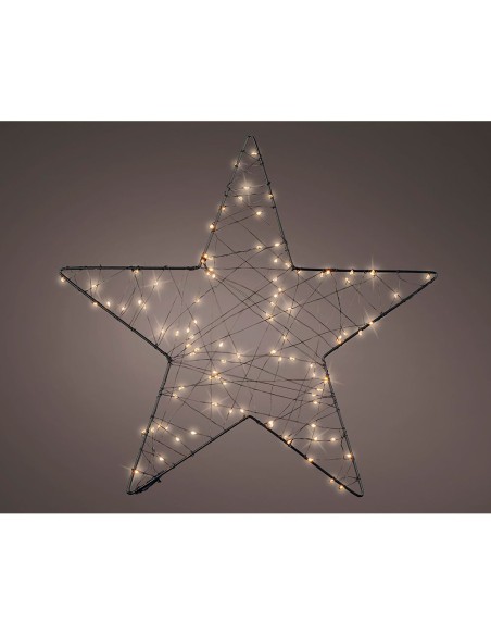Figura microled estrela de malha exterior 38 cm com luz quente