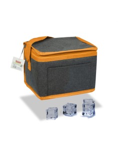Cooler bag 4.5 l gray with orange trim and strap