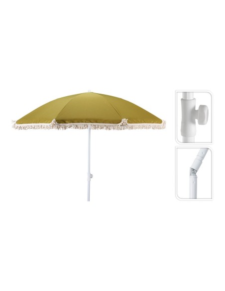Parasol vert avec pompons, ø160 x 200 cm