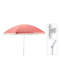 Parasol de plage corail avec pompons, ø160 x 200 cm