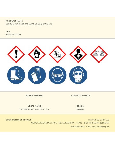 Chlore multifonctionnel en tablettes 1 kg pour traitement de l'eau