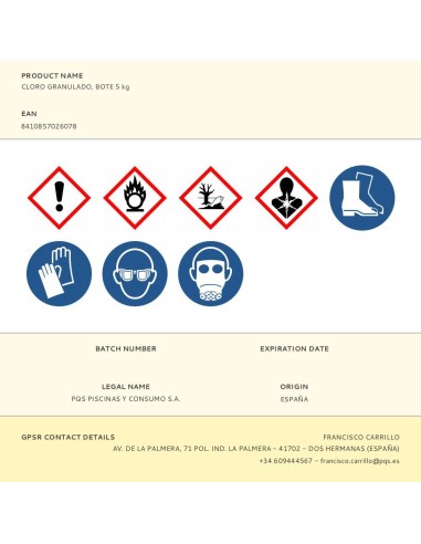 Cloro granulare per piscine, secchio da 5 kg