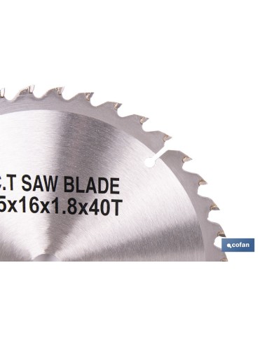 Wood cutting disc 185 mm, steel, 40 teeth