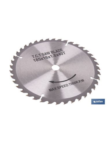 Disque de coupe pour bois 185 mm, acier, 40 dents