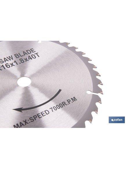Disque de coupe pour bois 185 mm, acier, 40 dents