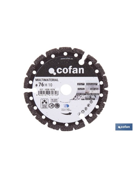 Diamond cutting disc for multiple materials 76mm H10