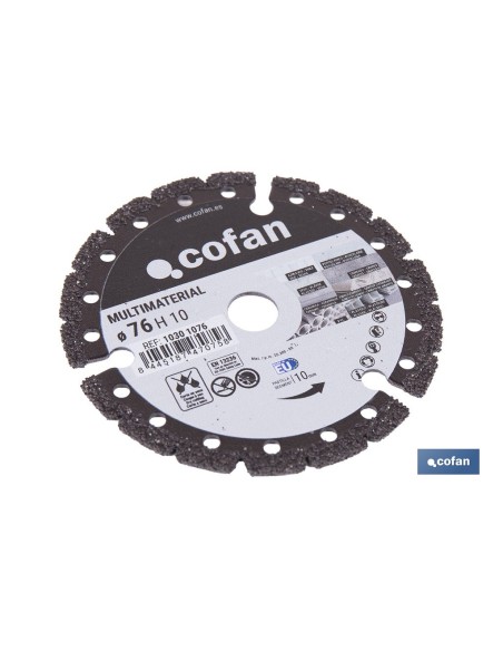 Diamond cutting disc for multiple materials 76mm H10