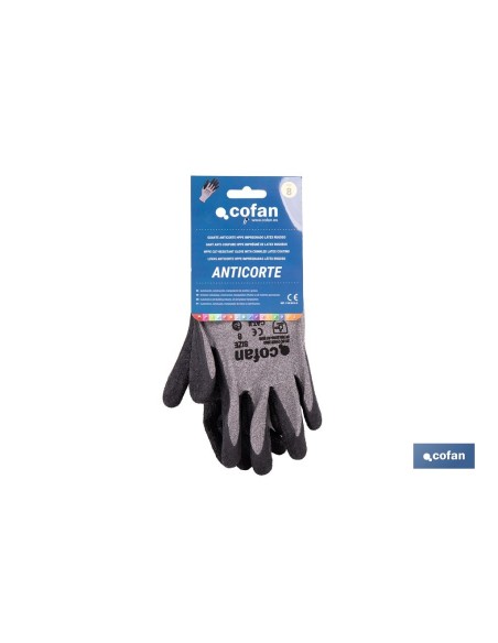 Luvas anticorte HPPE impregnadas com látex rugoso tamanho 8