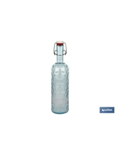 Botella de vidrio azul claro con cierre de estribo 1L