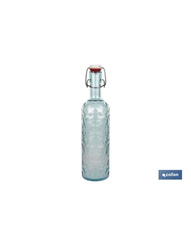 Light Blue Glass Bottle with Clip Closure 1L