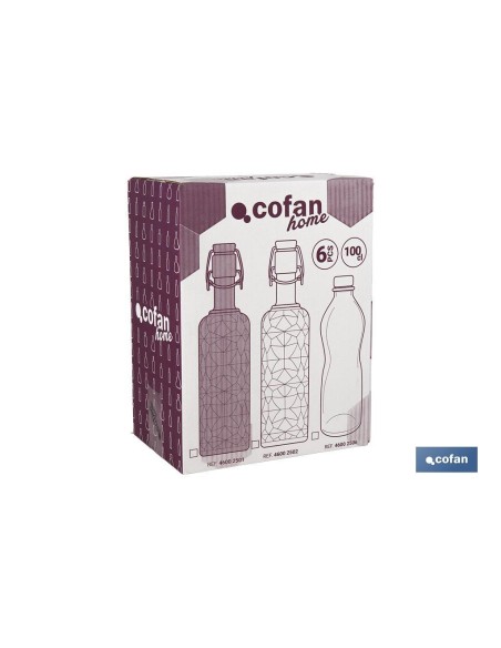 Transparent glass bottle with swing top 1L