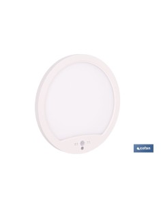 Weißer Oberflächen-Downlight mit Präsenz- und Dämmerungssensor 18 W Ø230 mm