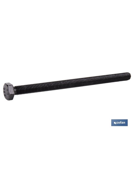 Pack mit 100 DIN-933 C-8.8 M-10 X 25 N Schrauben aus schwarzem Stahl