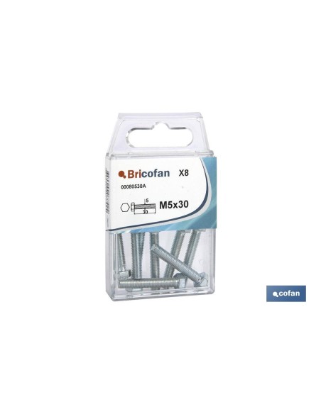 Pack mit 10 Sechskantschrauben DIN 933 M-6X60 Verzinkter Stahl