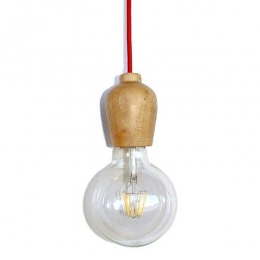 Portalampada in legno con cavo rosso CRISTALREDORD 93-621-15-026