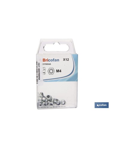 Pack mit 12 selbstsichernden Sechskantmuttern aus Nylon DIN 985