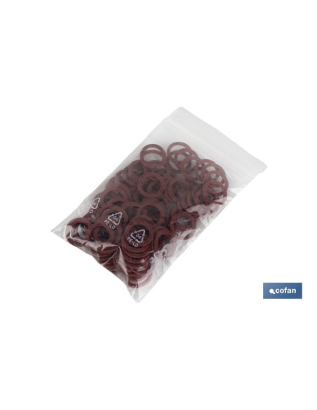 Pack of 100 Red Fiber Washers M-8 x 14 x 1.5