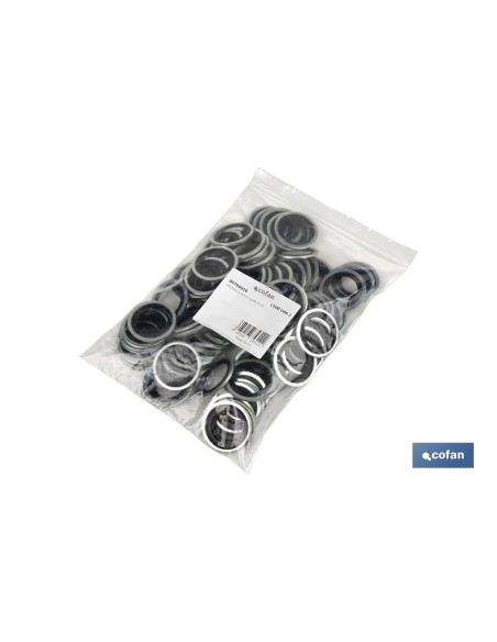 Pack mit 100 Gummi-Metall-Unterlegscheiben M-12