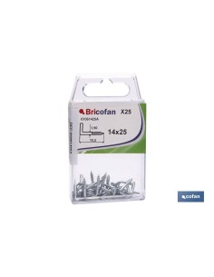 Pacote de 12 escarpas zincadas 14x25 mm em blister
