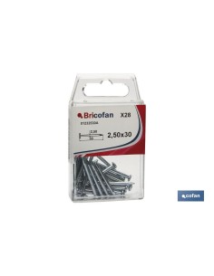 Pack mit 12 flachen verzinkten Stahlspitzen 2,5x50mm