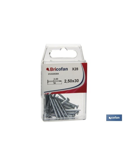 Pack de 12 pointes en acier tête plate zinguées 2,9x60mm