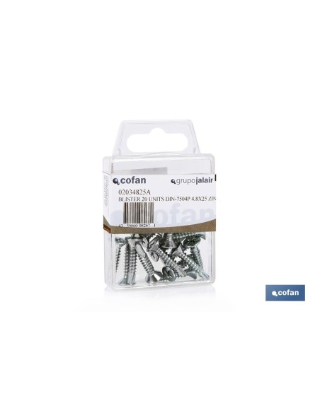 Pack of 12 self-tapping screws DIN 750 4P 4.2x25 mm