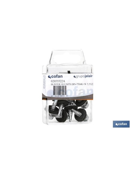 Pack mit 10 DIN 7504K Deckelschrauben mit Unterlegscheibe 5,5x22