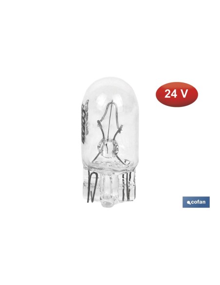 Lâmpada W5W 24V sem soquete para carro, moto e trator