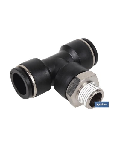 Pack of 5 Threaded Plastic T Connectors for Compressed Air