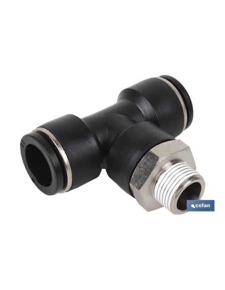 Pack of 5 Threaded Plastic T Connectors for Compressed Air