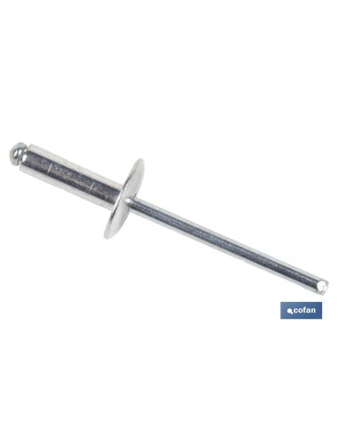 Pack mit 500 Aluminium-Rivets mit breiter Flansch D-9,5 3,2 x 10 mm