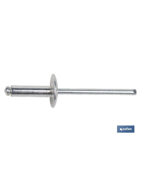 Pacchetto di 500 rivetti in alluminio a ala larga D-12 4 x 16 mm
