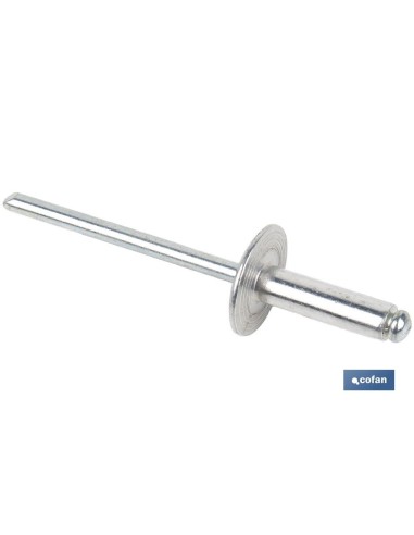 Pacchetto di 500 rivetti in alluminio a ala larga D-12 4 x 16 mm