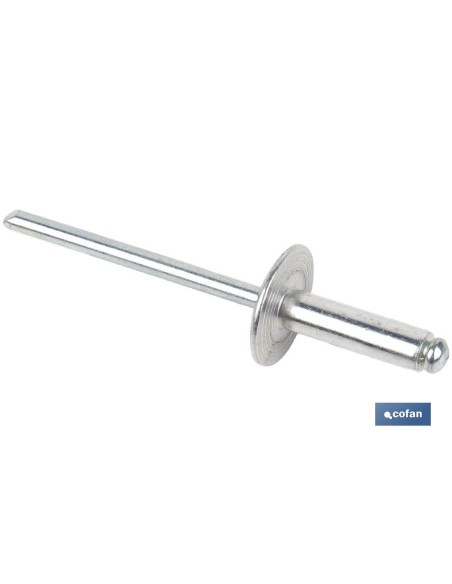 Pacchetto di 500 rivetti in alluminio a ala larga D-12 4 x 16 mm