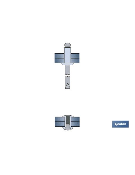 Confezione da 10 Rivetti in Alluminio Standard Testa Larga 4,8x12 mm