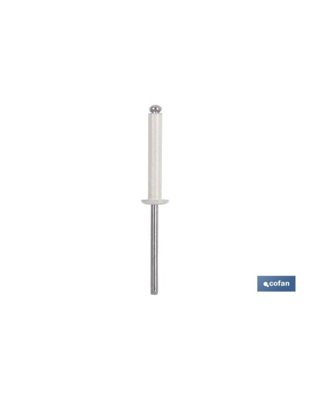 Pacote de 1000 rebites de alumínio normal branco 3.2 x 12 mm