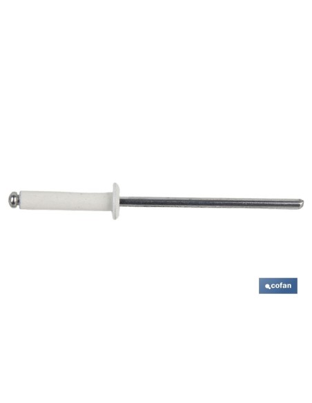 Pacote de 1000 rebites de alumínio normal branco 3.2 x 12 mm